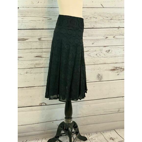 Rafaella Black Cotton Pleated Knee Length Lined Textured Skirt 8 - Picture 5 of 7